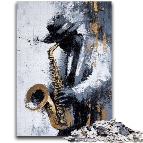 Puzzle für Erwachsene, Saxophon, Ölgemälde, Lernspielzeug, einzigartige Heimdekoration und Geschenke für Kinder ab 14 Jahren, 50x75cm von ZKYUBEK