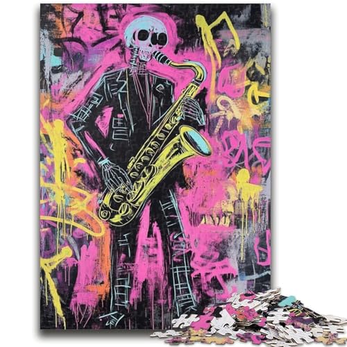 Puzzle für Erwachsene, Saxophonspieler im Basquiat-Stil, Lernspiele, Heimdekoration, Lernspiel für Geburtstag, Weihnachten, 50x75cm von ZKYUBEK