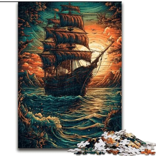Puzzle für Erwachsene, Segelschiff-Puzzle, Größe 26x38cm, pädagogisches Denkspiel, künstlerische Heim- und Bürodekoration, ab 14 Jahren von ZKYUBEK
