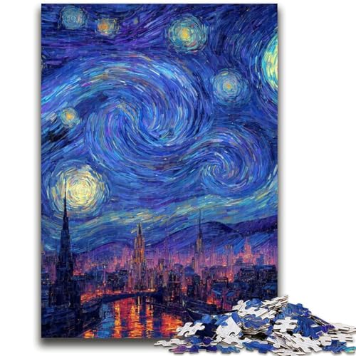 Puzzle für Erwachsene, Stadt unter dem Nachthimmel, Lernspielzeug, einzigartige Heimdekoration und Geschenke für Kinder ab 14 Jahren, 26x38cm Puzzle für Erwachsene, Stadt unter dem Nachthimmel, Lernspielzeug, einzigartige Heimdekoration und Geschenke für Kinder ab 14 Jahren, 26x38cm von ZKYUBEK