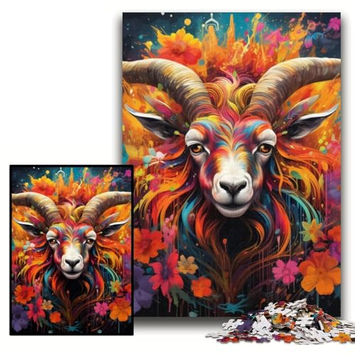Puzzle für Erwachsene, Ziegen-Puzzle für Erwachsene, 26x38cm, anspruchsvolles DIY-Denkspiel, perfektes Familienspiel oder dekoratives Geschenk von ZKYUBEK