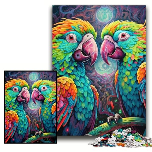 Puzzle für Erwachsene, buntes Papageien-Puzzle für Erwachsene, 26x38cm, anspruchsvolles DIY-Denkspiel, perfektes Familienspiel oder dekoratives Geschenk von ZKYUBEK