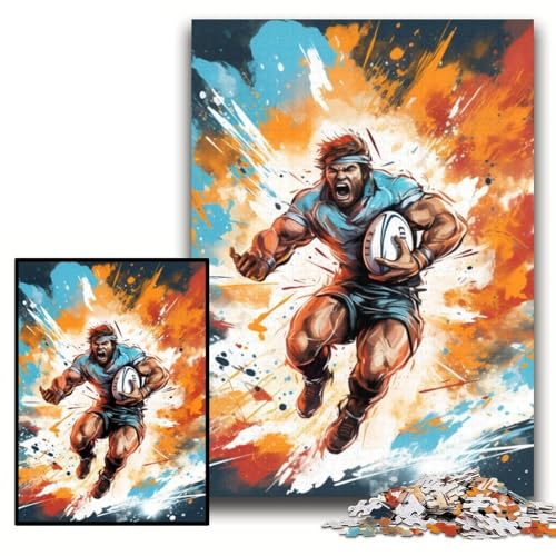 Puzzle für Erwachsene, buntes Rugby-Puzzle aus Pappe, 26x38cm, Weihnachten, Halloween, Ostern, Neujahr von ZKYUBEK