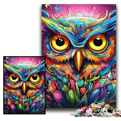 Puzzle für Erwachsene, farbenfrohe Eulen-Puzzles für Erwachsene, 50x75cm, anspruchsvolles DIY-Denkspiel, perfektes Familienspiel oder dekoratives Geschenk von ZKYUBEK
