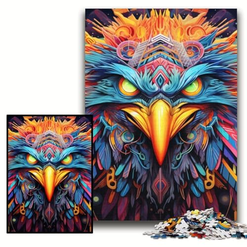 Puzzle für Erwachsene, farbenfrohe Eulen-Puzzles für Erwachsene, 50x75cm, anspruchsvolles DIY-Denkspiel, perfektes Familienspiel oder dekoratives Geschenk von ZKYUBEK