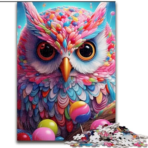 Puzzle für Erwachsene, farbenfrohe Kunst-Eule, anspruchsvolle Puzzles, Größe 26x38cm, Denksportspiel, interaktives Familienspiel, geeignet für Kinder ab 14 Jahren von ZKYUBEK