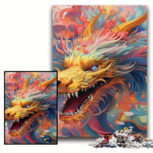 Puzzle für Erwachsene, farbenfroher Kunstdrache, Holzpuzzle, 50x75cm, Weihnachten, Halloween, Ostern, Neujahr Puzzle für Erwachsene, farbenfroher Kunstdrache, Holzpuzzle, 50x75cm, Weihnachten, Halloween, Ostern, Neujahr von ZKYUBEK