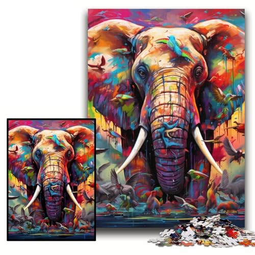 Puzzle für Erwachsene, farbenfrohes Elefanten-Kunstpuzzle aus Karton, 26x38cm, Weihnachten, Halloween, Ostern, Neujahr Puzzle für Erwachsene, farbenfrohes Elefanten-Kunstpuzzle aus Karton, 26x38cm, Weihnachten, Halloween, Ostern, Neujahr von ZKYUBEK