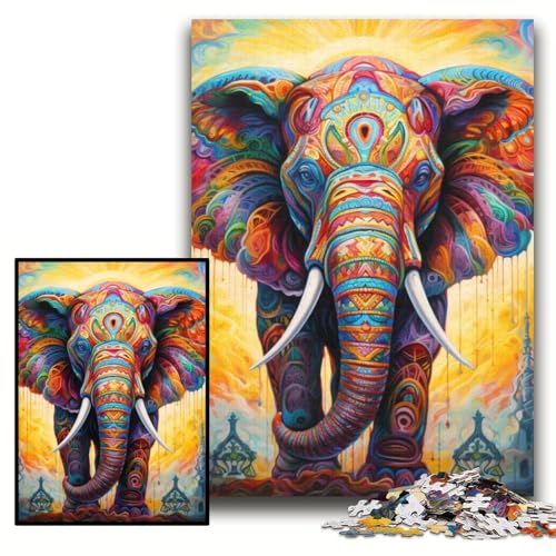 Puzzle für Erwachsene, farbenfrohes Elefanten-Kunstpuzzle aus Karton, 26x38cm, Weihnachten, Halloween, Ostern, Neujahr Puzzle für Erwachsene, farbenfrohes Elefanten-Kunstpuzzle aus Karton, 26x38cm, Weihnachten, Halloween, Ostern, Neujahr von ZKYUBEK