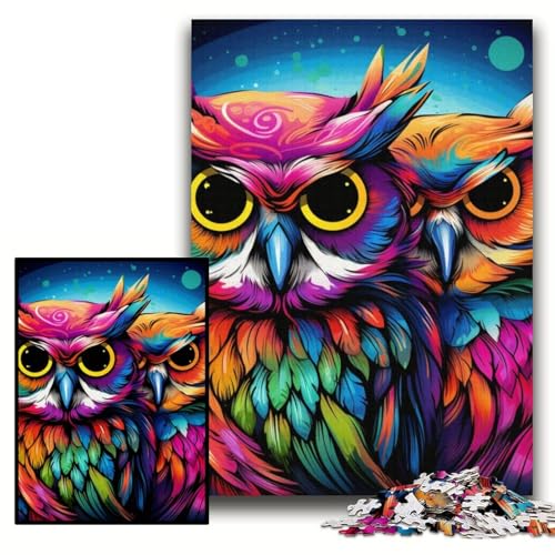 Puzzle für Erwachsene, farbenfrohes Eulen-Puzzle aus Karton, 26x38cm, Weihnachten, Halloween, Ostern, Neujahr von ZKYUBEK
