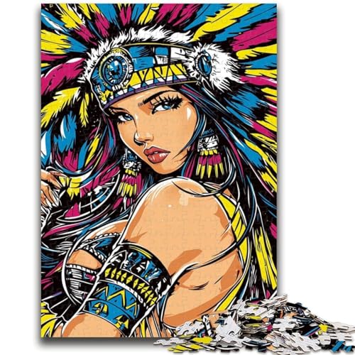 Puzzle für Erwachsene, indische Prinzessin, Lernspielzeug, einzigartige Heimdekoration und Geschenke für Kinder ab 14 Jahren, 50x75cm von ZKYUBEK