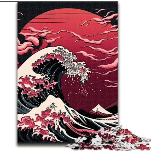 Puzzle für Erwachsene, japanische Wellen, Kartonpuzzle, Größe 26x38cm, pädagogisches Denkspiel, künstlerische Heim- und Bürodekoration, ab 14 Jahren von ZKYUBEK