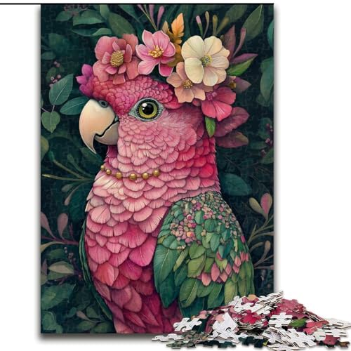 Puzzle für Erwachsene, rosa Papagei, anspruchsvolle Puzzles, 50x75cm, Entspannung und Herausforderung, farbenfrohe Kunst zur Heimdekoration, Freunde von ZKYUBEK