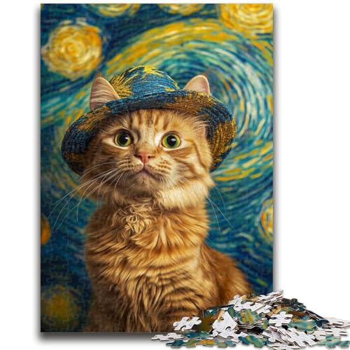 Puzzle für Erwachsene 1000 Puzzles „Die Katze im Hut“, Lernspiele, Heimdekoration, Lernspiel für Geburtstag, Weihnachten, 26x38cm von ZKYUBEK