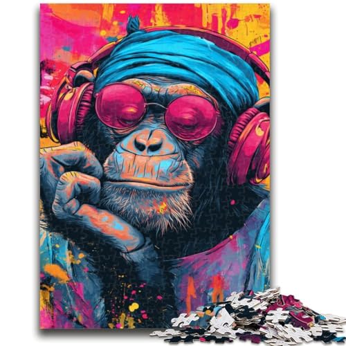 Puzzle für Erwachsene 1000 Puzzles AFFE mit Kopfhörern Lernspiele Heimdekoration Lernspiel für Geburtstag, Weihnachten 50X75CM von ZKYUBEK
