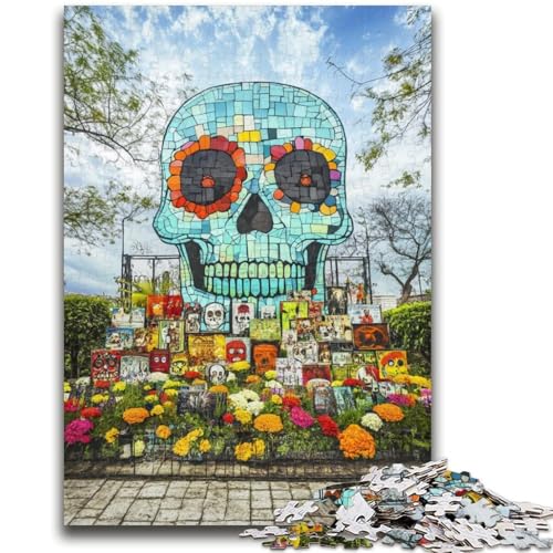 Puzzle für Erwachsene 1000 Puzzles Blumen Totenkopf Lernspiele Heimdekoration Lernspiel für Geburtstag, Weihnachten 26X38CM von ZKYUBEK