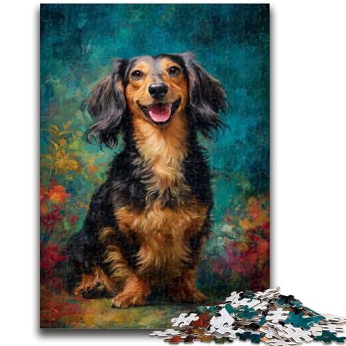 Puzzle für Erwachsene 1000 Puzzles Dackel-Ölgemälde Lernspiele Heimdekoration Lernspiel für Geburtstag, Weihnachten 26X38CM von ZKYUBEK