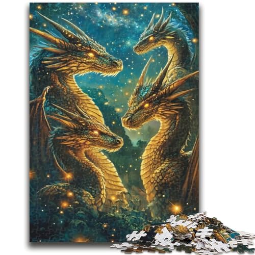 Puzzle für Erwachsene 1000 Puzzles Drachen Lernspiele Heimdekoration Lernspiel für Geburtstag, Weihnachten 26X38CM von ZKYUBEK