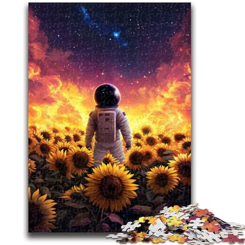Puzzle für Erwachsene 1000 Puzzles Sonnenblumen-Astronaut Lernspiele Heimdekoration Lernspiel für Geburtstag, Weihnachten 50X75CM von ZKYUBEK