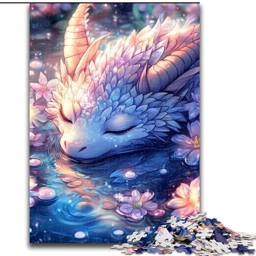 Puzzle für Erwachsene 1000 Stück Schlafender Drache Holzpuzzle 26x38cm Interaktives Familienspiel, Gehirnherausforderung, Lernspielzeug von ZKYUBEK