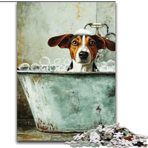 Puzzle für Erwachsene 1000 Teile, Badezimmerhund, 1000-teiliges Puzzle, anspruchsvolles Denkspiel für Teenager, Familienspaß, DIY-Heimdekor-Geschenk, 50x75cm Puzzle für Erwachsene 1000 Teile, Badezimmerhund, 1000-teiliges Puzzle, anspruchsvolles Denkspiel für Teenager, Familienspaß, DIY-Heimdekor-Geschenk, 50x75cm von ZKYUBEK