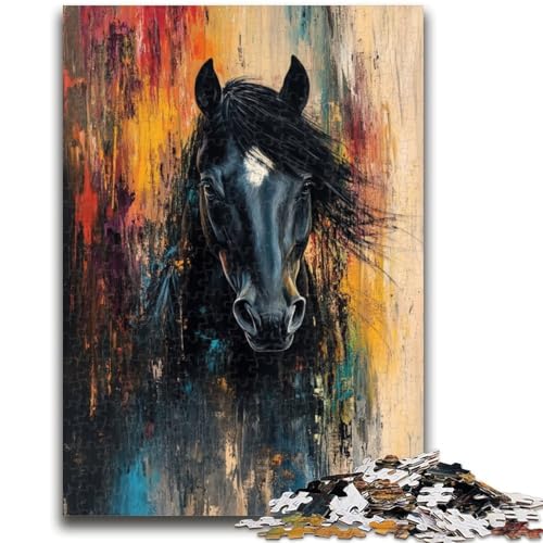 Puzzle für Erwachsene 1000 Teile Schwarzes Pferd, anspruchsvolle Familienaktivitätsspiele, DIY-Spielzeug für Heimwanddekorationsgeschenke, 50x75cm Puzzle für Erwachsene 1000 Teile Schwarzes Pferd, anspruchsvolle Familienaktivitätsspiele, DIY-Spielzeug für Heimwanddekorationsgeschenke, 50x75cm von ZKYUBEK