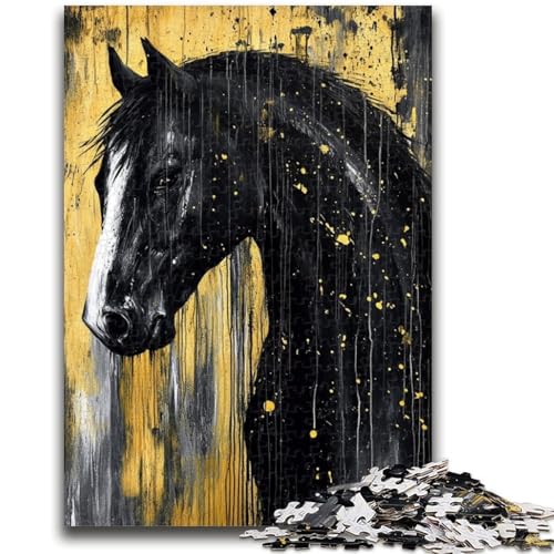 Puzzle für Erwachsene 1000 Teile Schwarzes goldenes Pferd, Dekomprimierendes intellektuelles Lernspielzeug, Geburtstagsgeschenk, Geschenke 26X38CM Puzzle für Erwachsene 1000 Teile Schwarzes goldenes Pferd, Dekomprimierendes intellektuelles Lernspielzeug, Geburtstagsgeschenk, Geschenke 26X38CM von ZKYUBEK