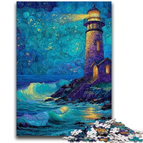 Puzzle für Erwachsene 1000 Teile Sternenhimmel-Leuchtturm, anspruchsvolle Familienaktivitätsspiele, DIY-Spielzeug für Heimwanddekorationsgeschenke, 26x38cm Puzzle für Erwachsene 1000 Teile Sternenhimmel-Leuchtturm, anspruchsvolle Familienaktivitätsspiele, DIY-Spielzeug für Heimwanddekorationsgeschenke, 26x38cm von ZKYUBEK