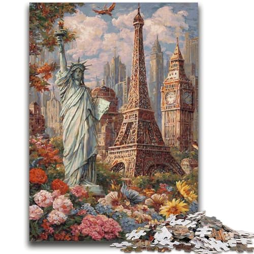 Puzzle für Erwachsene 1000 Teile Weltattraktionen Herausfordernde Familienaktivitätsspiele DIY-Spielzeug für Heimwanddekorationsgeschenke 26X38CM von ZKYUBEK