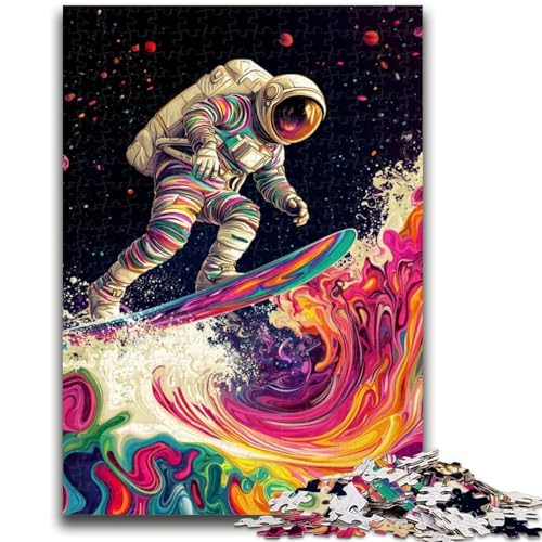 Puzzle für Erwachsene 1000 Teile Weltraum-Surfen Astronaut Anspruchsvolle Familienaktivitätsspiele DIY-Spielzeug für Heimwanddekorationsgeschenke 50X75CM von ZKYUBEK