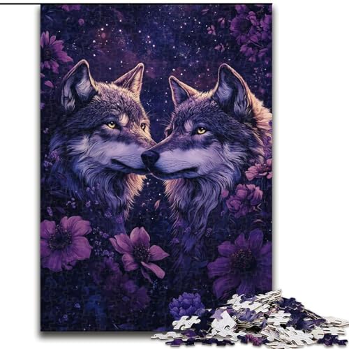 Puzzle für Erwachsene 1000 Wolfsfamilie Holzpuzzle 26x38cm Interaktives Familienspiel, Gehirnherausforderung, Lernspielzeug von ZKYUBEK