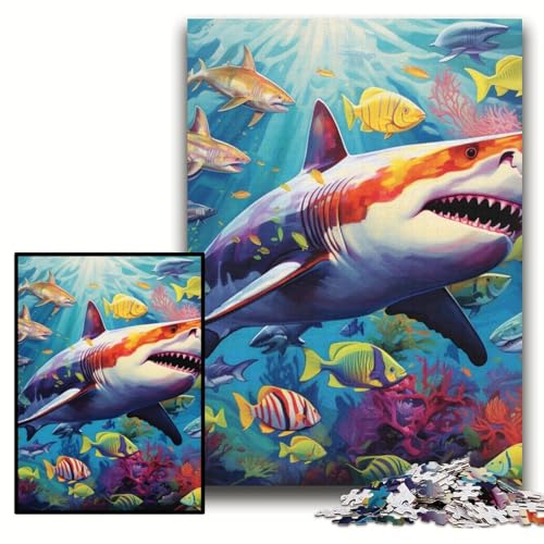 Puzzle für Erwachsene Hai-Puzzle für Erwachsene 50x75cm Anspruchsvolles DIY-Denkspiel, perfektes Familienspiel oder dekoratives Geschenk von ZKYUBEK