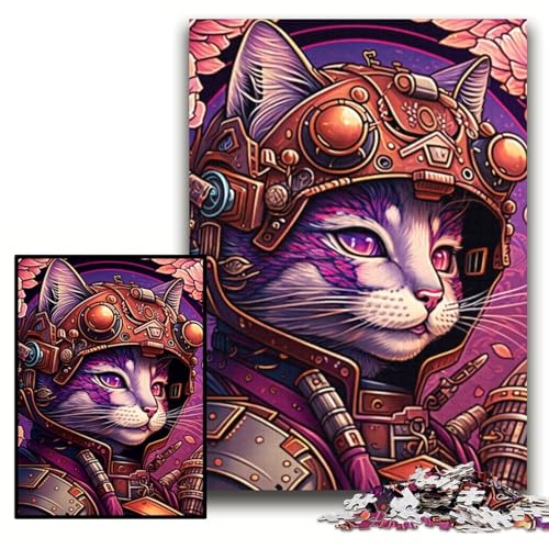 Puzzle für Erwachsene Steampunk-Katze, Kartonpuzzle 26x38cm, Weihnachten, Halloween, Ostern, Neujahr von ZKYUBEK