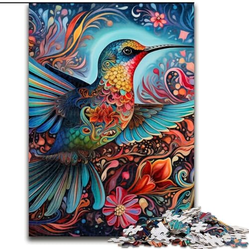 Puzzle für Erwachsene mit 1000 Teilen, Psychedelischer Kolibri, Größe 26x38cm, ideal für Teenager und Sammler, Reisegeschenk, Familienaktivität von ZKYUBEK