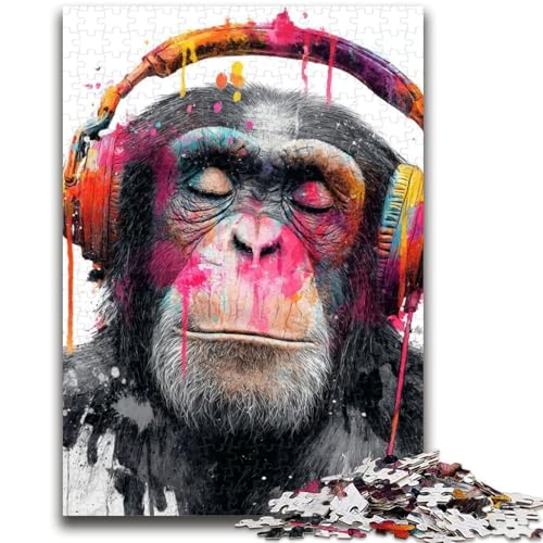 Puzzle für Erwachsene und Jugendliche, 1000 Teile, AFFE mit Kopfhörern, Lernspiele, Heimdekoration, geeignet für die Schreibtischdekoration, 26x38cm Puzzle für Erwachsene und Jugendliche, 1000 Teile, AFFE mit Kopfhörern, Lernspiele, Heimdekoration, geeignet für die Schreibtischdekoration, 26x38cm von ZKYUBEK