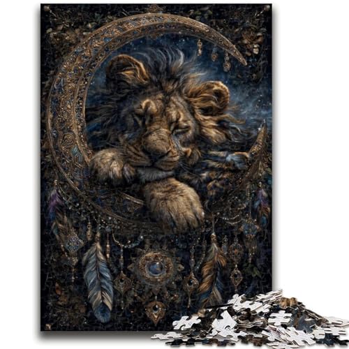 Puzzle für Erwachsene und Jugendliche, 1000 Teile, Löwe, Traumfänger, Staycation, Zeit totzuschlagen, mit vollständig ineinandergreifenden, zufällig geformten Teilen, 26x38cm von ZKYUBEK
