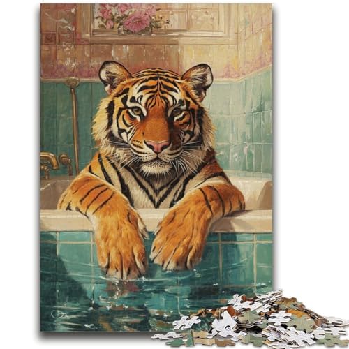 Puzzle für Erwachsene und Jugendliche, 1000 Teile, Tiger im Badezimmer, Lernspiele, Heimdekoration, geeignet für die Schreibtischdekoration, 26x38cm Puzzle für Erwachsene und Jugendliche, 1000 Teile, Tiger im Badezimmer, Lernspiele, Heimdekoration, geeignet für die Schreibtischdekoration, 26x38cm von ZKYUBEK