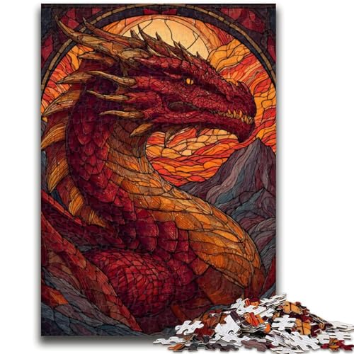 Puzzle für Jugendliche, 1000 Teile, Buntglasdrache, für und ab 14 Jahren, pädagogisches Lernspielzeug, Familienspiele, Geburtstagsgeschenk, 50x75cm von ZKYUBEK