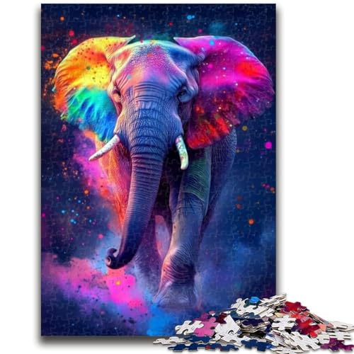Puzzle für Jugendliche, 1000 Teile, Regenbogenelefant, für und ab 14 Jahren, pädagogisches Lernspielzeug, Familienspiele, Geburtstagsgeschenk, 50x75cm von ZKYUBEK