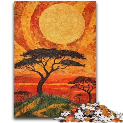 Puzzle für Jugendliche 1000 Teile Afrikanische Graslandschaften Lernspiele Lernspiel für Geburtstag, Weihnachten für und ab 14 Jahren 50X75CM von ZKYUBEK