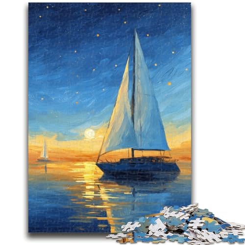Puzzle für Jugendliche 1000 Teile Bootsegeln unter dem Sternenhimmel Lernspiele Lernspiel für Geburtstag, Weihnachten für und ab 14 Jahren 50X75CM von ZKYUBEK