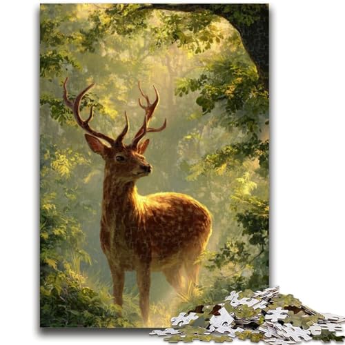 Puzzle für Jugendliche 1000 Teile Dschungelhirsch Lernspiele Lernspiel für Geburtstag, Weihnachten für und ab 14 Jahren 50X75CM von ZKYUBEK