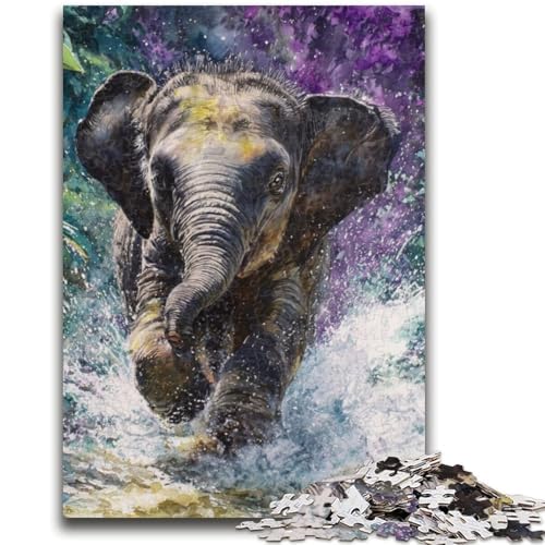 Puzzle für Jugendliche 1000 Teile Elefant Aquarell Lernspiele Lernspiel für Geburtstag, Weihnachten für und Alter 14 50X75CM von ZKYUBEK
