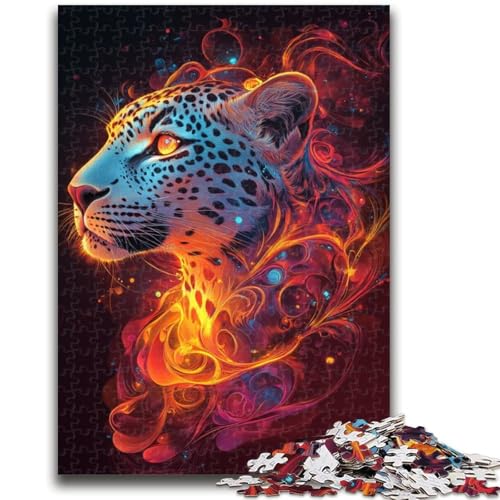 Puzzle für Jugendliche 1000 Teile Flammenleopard Lernspiele Lernspiel für Geburtstag, Weihnachten für und ab 14 Jahren 50X75CM von ZKYUBEK