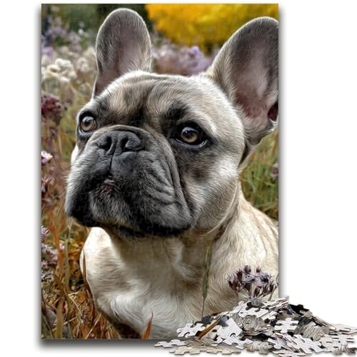 Puzzle für Jugendliche 1000 Teile Französische Bulldogge Lernspiele Lernspiel für Geburtstag, Weihnachten für und ab 14 Jahren 50X75CM von ZKYUBEK