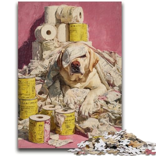 Puzzle für Jugendliche 1000 Teile Hunde und Toilettenpapier Lernspiele Lernspiel für Geburtstag, Weihnachten für und ab 14 Jahren 50X75CM von ZKYUBEK