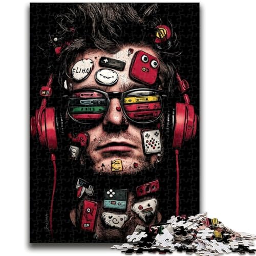 Puzzle für Jugendliche 1000 Teile Junge mit Kopfhörern Lernspiele Lernspiel für Geburtstag, Weihnachten für und ab 14 Jahren 50X75CM von ZKYUBEK
