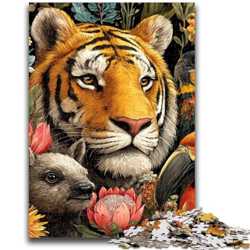 Puzzle für Jugendliche 1000 Teile Mysteriöser Tiger Lernspiele Lernspiel für Geburtstag, Weihnachten für und ab 14 Jahren 50X75CM von ZKYUBEK