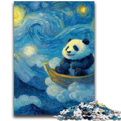 Puzzle für Jugendliche 1000 Teile Nachthimmel Panda Lernspiele Lernspiel für Geburtstag, Weihnachten für und Alter 14 26X38CM von ZKYUBEK