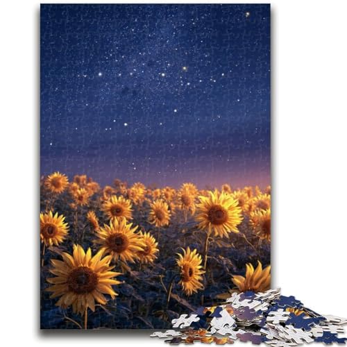 Puzzle für Jugendliche 1000 Teile Nachthimmel Sonnenblume Lernspiele Lernspiel für Geburtstag, Weihnachten für und Alter 14 26X38CM von ZKYUBEK